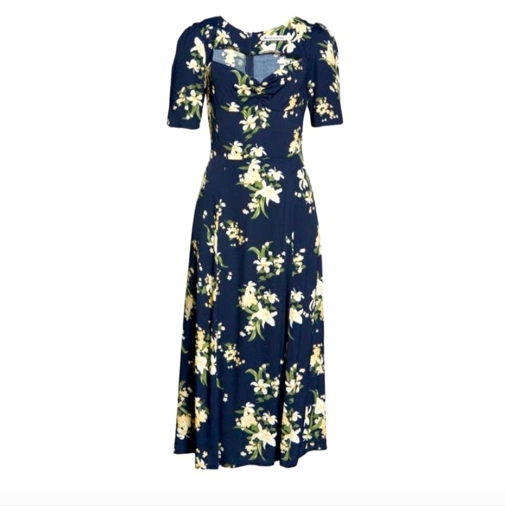 Reformation Floral Navy Midi Skirt | SIZE 12 - Picture 2 of 12